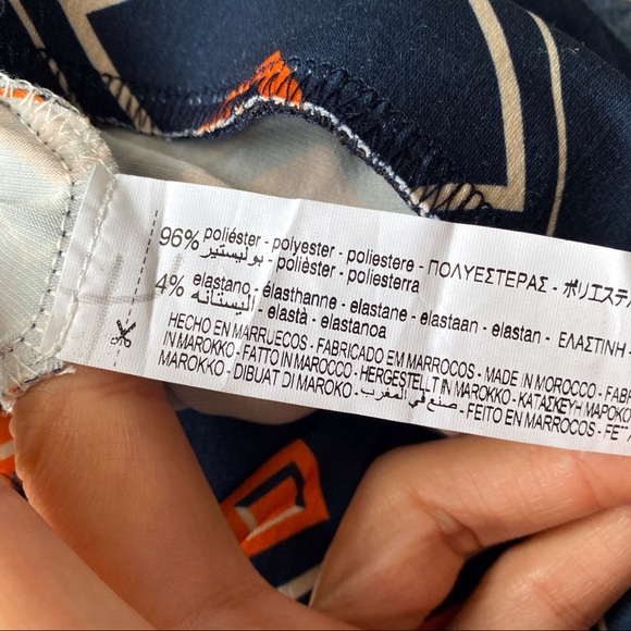 🔹 ZARA NAVY ORANGE GEOMETRIC PRINT HIGH WAIST LEGGINGS! - Picture 9 of 12